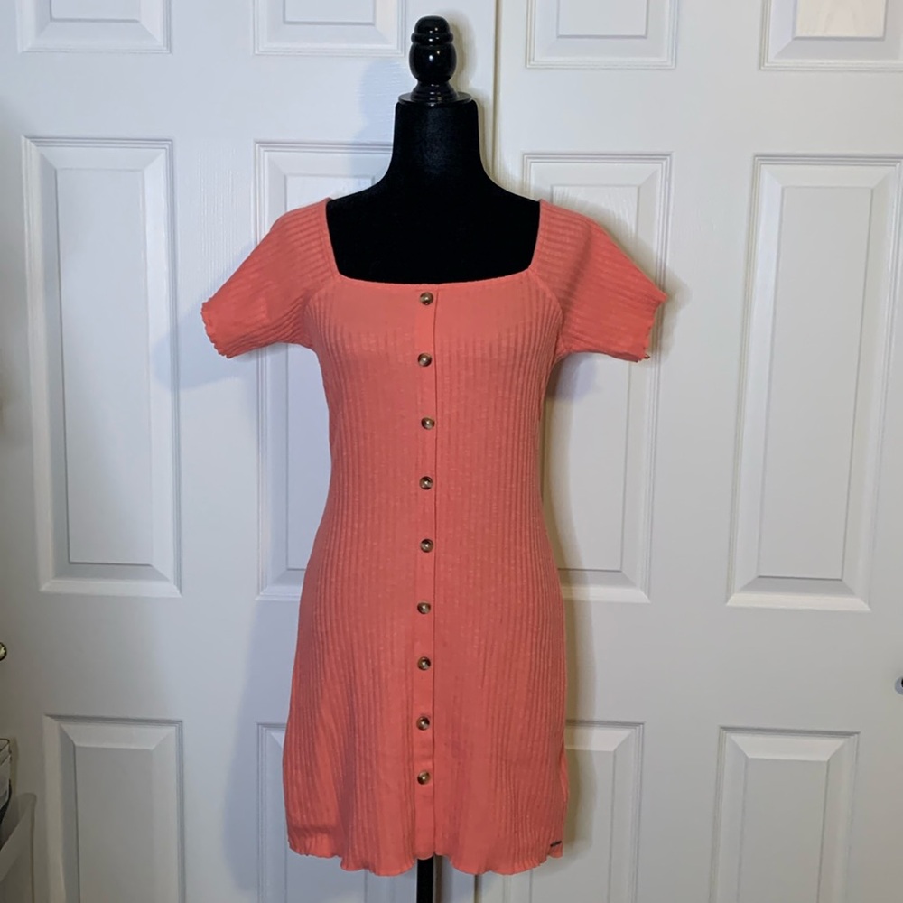 Roxy small short sleeve, button down, beautiful sustainable cotton midi dress